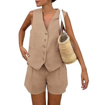 Sleeveless Vest Shorts Casual Suit