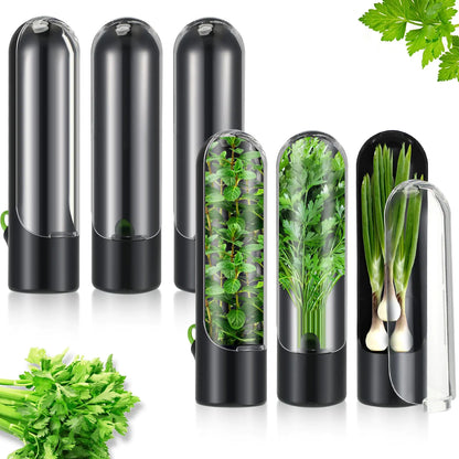 Mifoci 6 Pack Herb Saver Pod Herb Saver for Refrigerator Herb Keeper Cilantro Container Herb Storage Containers Herb Holder for Fridge Parsley Asparagus Cilantro Keeps Fresh for 2-3 Weeks