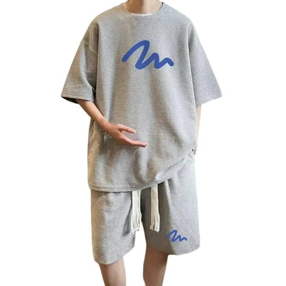 Men's Oversized Waffle Tracksuit with Shorts Set