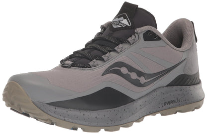 Saucony Mens Peregrine Ice+3 Sneaker Gravel/BLK 11.5