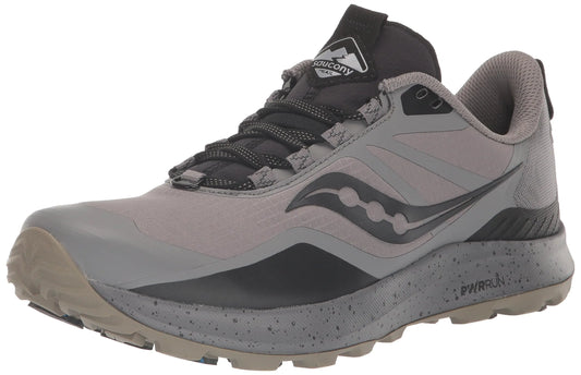 Saucony Mens Peregrine Ice+3 Sneaker Gravel/BLK 11.5
