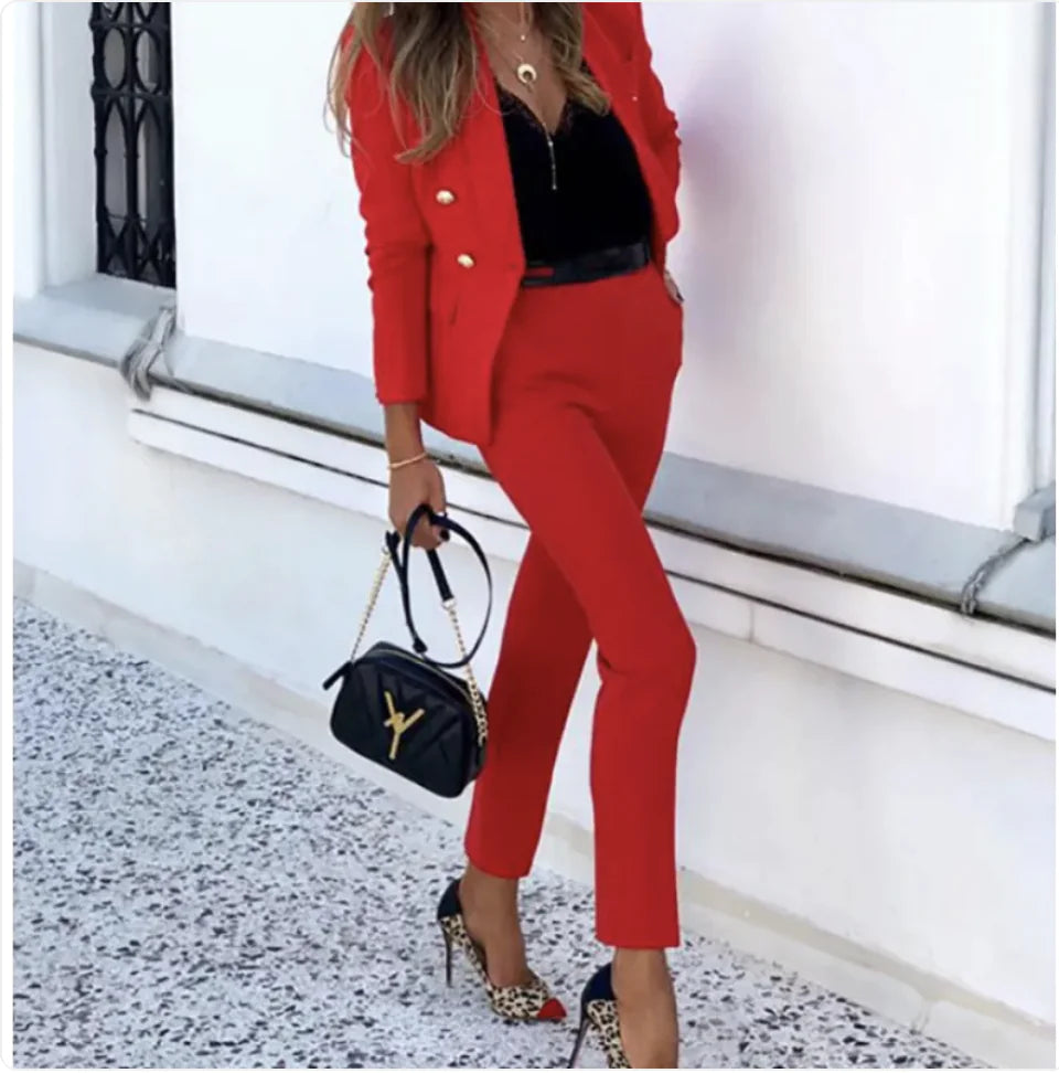 Polyester Two-Piece Casual Suit