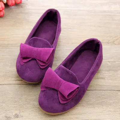 Girls' Single Shoes, Princess Shoes with Bow, Suede