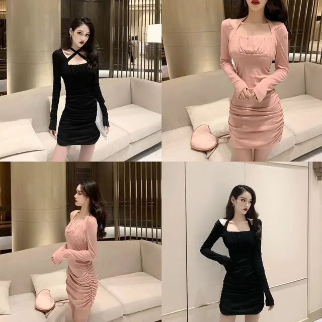 Long Sleeve Short Dress with Tie, Fairy Style Dress