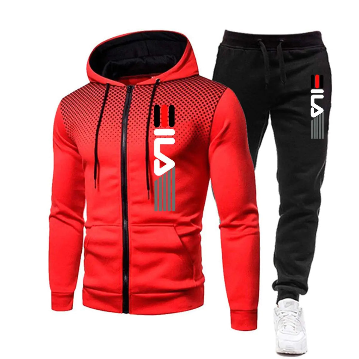 2023 Fall Winter Men's Fleece Dot Tracksuit Set