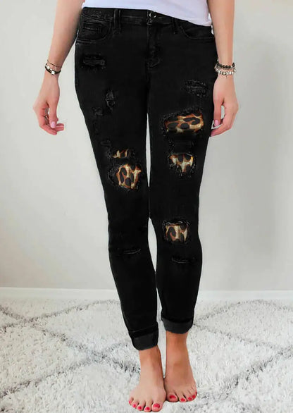 Patchwork Stretch Skinny Jeans for Women